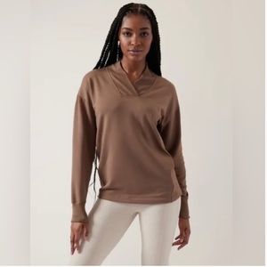 Athleta Rustic Beige Clarity V-neck Sweatshirt